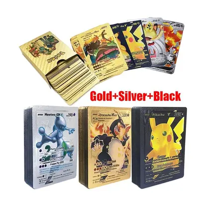 54 Stuks Pokemon Kaarten Goud Zwart Zilver Spaans Frans Engels Vmax GX Charizard Pikachu Zeldzam