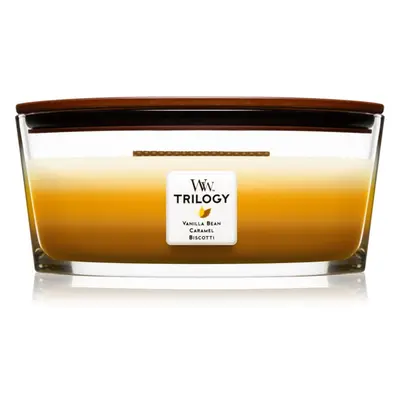 Woodwick Trilogy Café Sweets geurkaars met een houten lont (hearthwick)