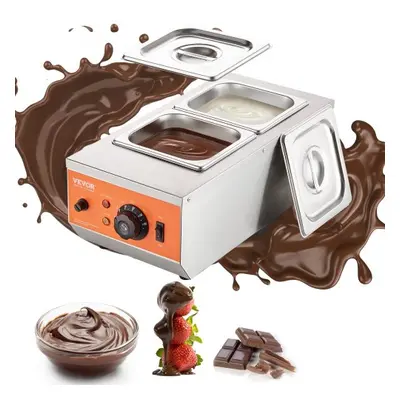 VEVOR Chocoladesmeltpot Commerciële elektrische chocoladesmelter 800 W, smeltpot roestvrij staal, 2 x 3,5 L containers Chocolade