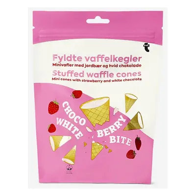 Wafelhoorntjes met aardbei en witte chocolade